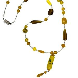 Vintage Yellow and Murano Glass Beaded Necklace